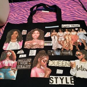 Black Graphic Tote Bag